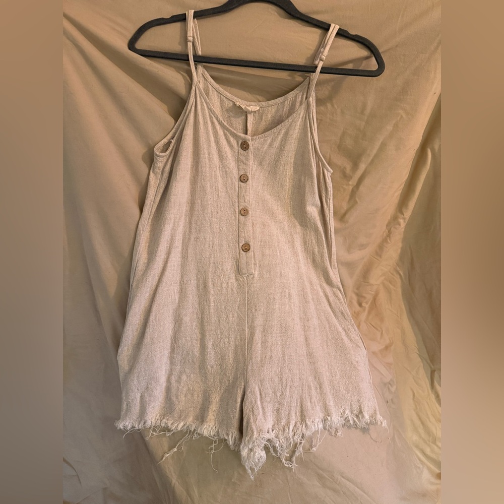 Promesa Cream Button-Front Sleeveless Romper